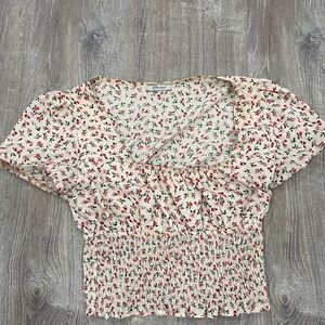 Floral Printed Deep Square Neck Shirt